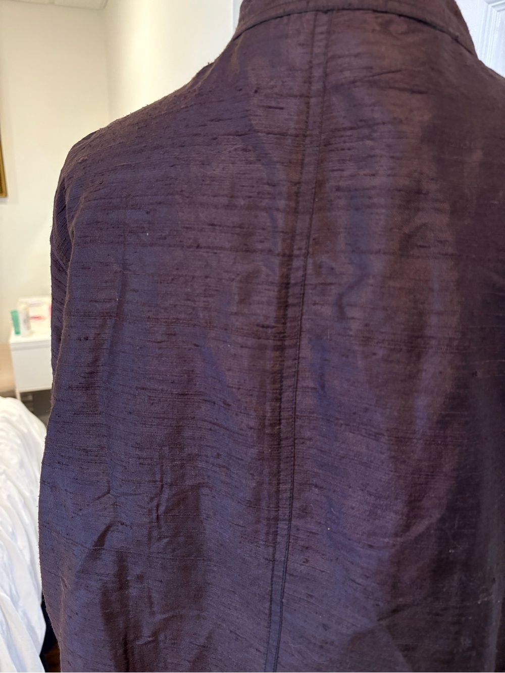 Chico’s 100% Silk Brown Shimmer Jacket Blazer Size 3 - Picture 6 of 6